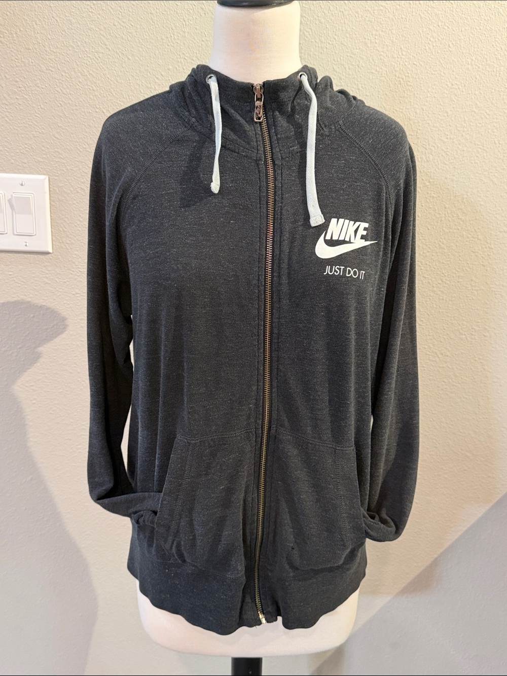 Nike Women's Charcoal Gray Full-Zip Hooded Bomber Jacket